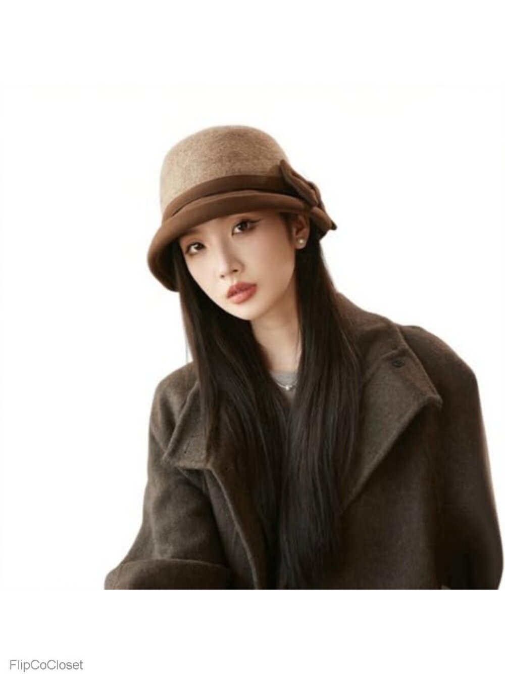 Women's Soft Bucket Hat French Bow Curved Brim Fall Winter Fashion